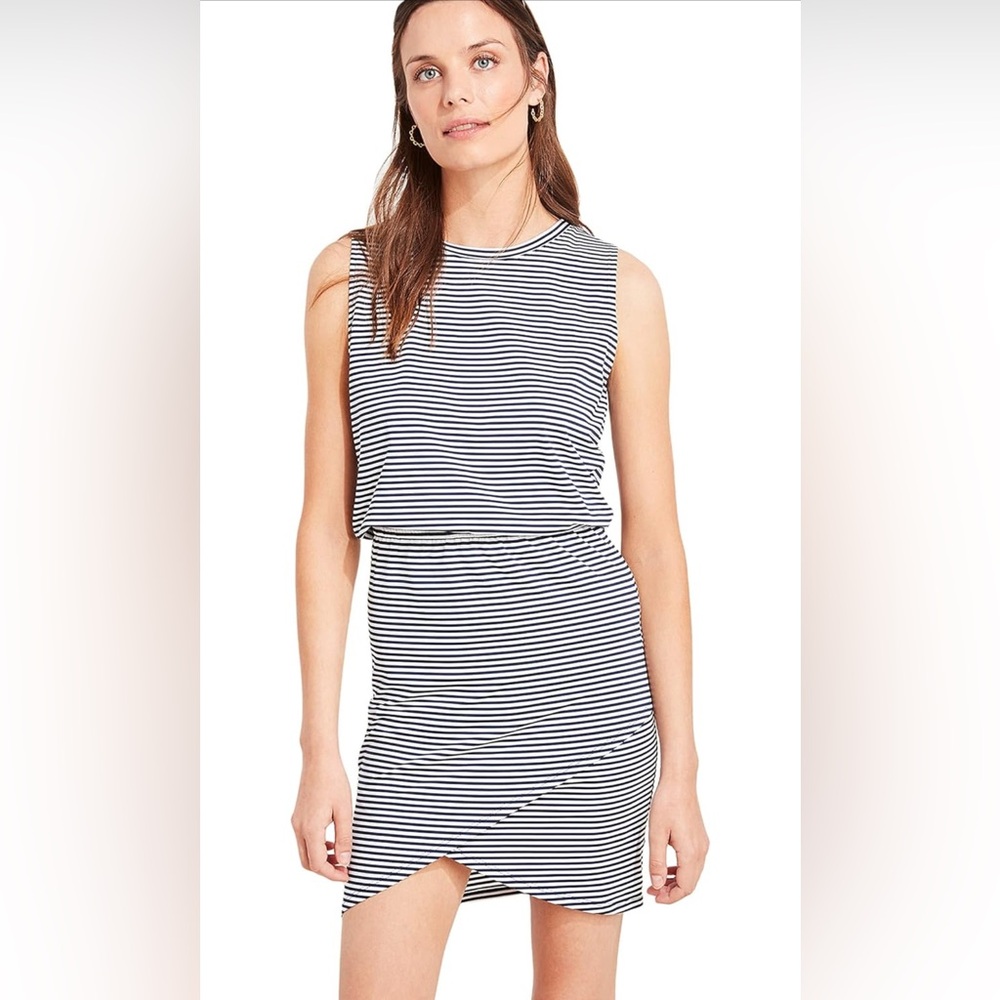 Vineyard Vines Black and White Striped Midi Dress